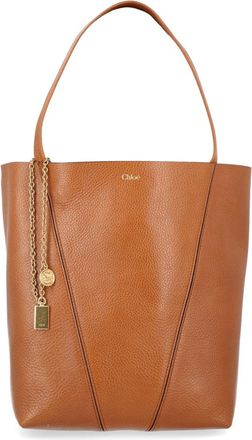 Chlo&eacute; Womens Tote Bag Spin Leather Brown Handbags Hand