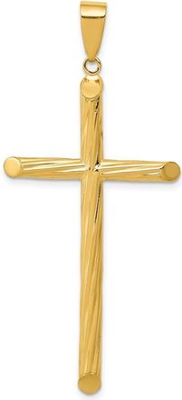 Diamond2Deal 14k Yellow Gold Fancy Textured Cross Pendant