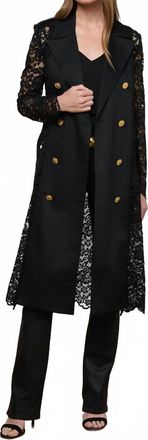 L'agence Amata Lace Trench Coat In Black