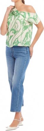 Fifteen Twenty Devin One-Shoulder Top In Green Leaf Print