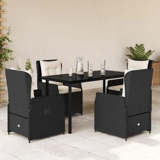 vidaXL Set De Muebles Jard&iacute;n 5 Pzas Con Cojines Rat&aacute;n Sint&eacute;tico Negro Vidaxl