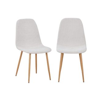 Sweeek Silla de madera y tela con patas color natural, set de 2, beige