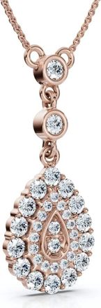 Pompeii3 1/2Ct Pear Shape Dangle Bezel Penant Gold Necklace 1 Tall Lab Grown