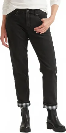 Eddie Bauer Boyfriend Flannel-Lined Jeans In Cinder Black