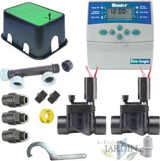 Hunter Pack Riego Autom&aacute;tico Irrigation 24v, 2 Zonas De Riego Para Tuberia De 32mm