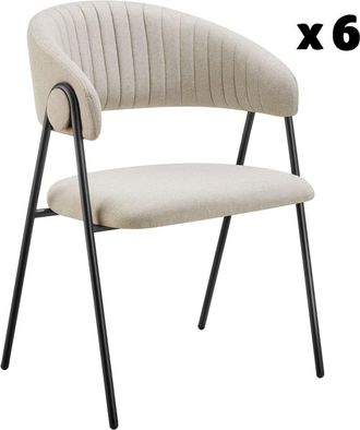 TecTake 6 sillas de comedor de tejido acolchado 60 x 58 x 85 cm beige/gris