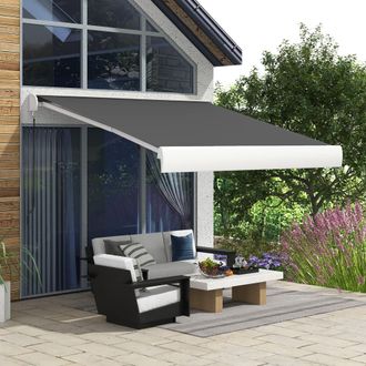 OUTSUNNY Electric Retractable Awning Sun Canopies for Door Window in Grey