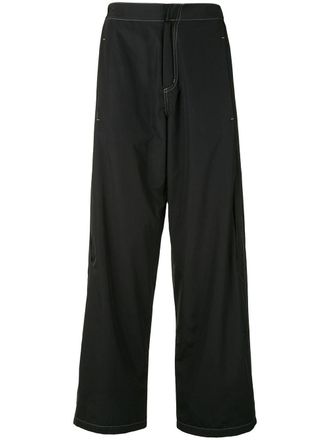 Marcelo Burlon wide leg trousers - men - Polyester - 48 - 1001 BLACK WHITE