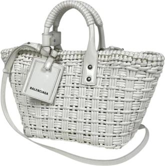 Balenciaga Pre-owned Tote Bags, female, White, Size: ONE SIZE Pre-owned 671342 Basket Handbag