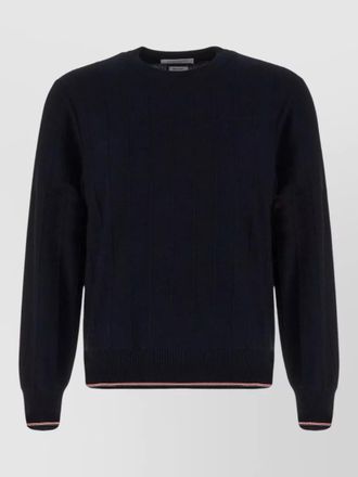 Thom Browne wool blend crew neck sweater ribbed