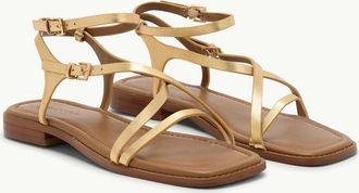 Nobody's Child Gold Square Toe Strappy Sandals