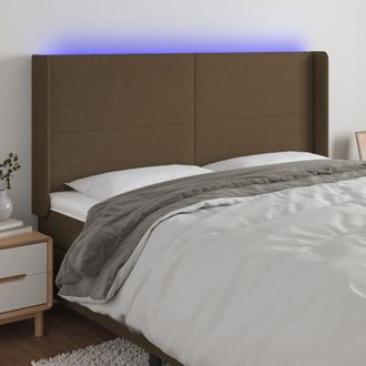 vidaXL Cabecero Con Led De Tela Marr&oacute;n Oscuro 183x16x118/128 Cm Vidaxl