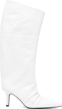 Patrizia Pepe 75mm crinkle pointed boots - women - Calf Leather/Rubber/Calf Leather/Sheepskin - 36 - White