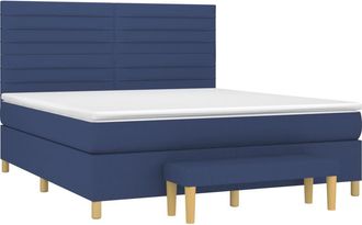 vidaXL Cama Box Spring Con Colch&oacute;n Tela Azul 180x200 Cm Vidaxl