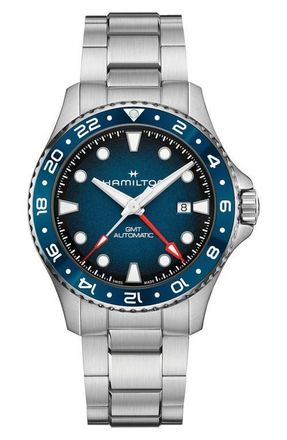 Hamilton Scuba GMT Bracelet Watch in Blue at Nordstrom