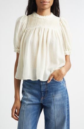 Ulla Johnson Karlyn Pintuck Wool Trapeze Top in Cowrie at Nordstrom, Size 16