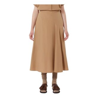 Max Mara Cotton-poplin Skirt - female - Weekend Max Mara - Midi Skirts - Brown - 3XS - Skirts