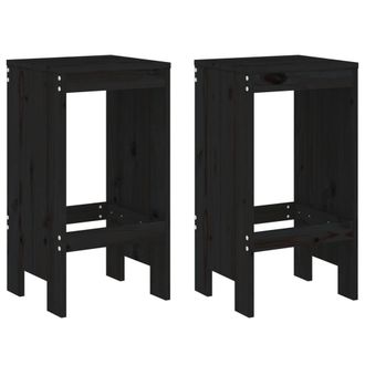 Berkfield Home Beautiful 3 Piece Garden Bar Set Black Solid Wood Pine