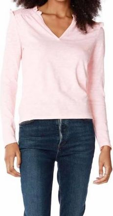 bobi Smocked Ruffle Top In Pink