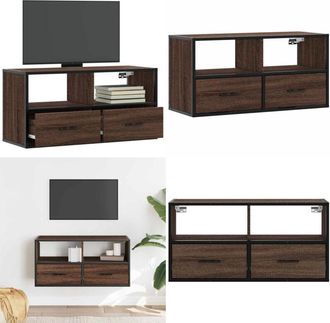 vidaXL Mobile TV Rovere Marrone 80x31x39,5cm Legno Multistrato Metallo - Mobile TV - TV a parete