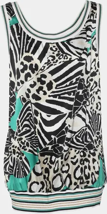 Roberto Cavalli Multicolor Printed Silk Knit Tank Top