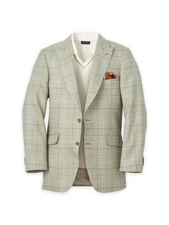 Paul Fredrick Plaid Wool Blend Single Breasted Peak Lapel Sport Coat in Green at Nordstrom, Size 48