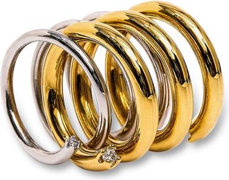Panconesi Spiral Gold Silver Zircon Ring
