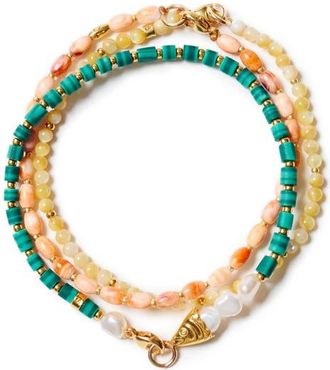 Chan Luu Set of 3 Semiprecous Stone Bracelets in Malachite at Nordstrom