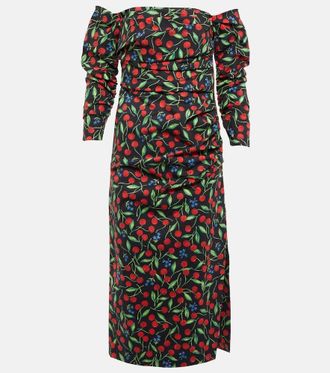 Carolina Herrera Off-shoulder cotton-blend midi dress