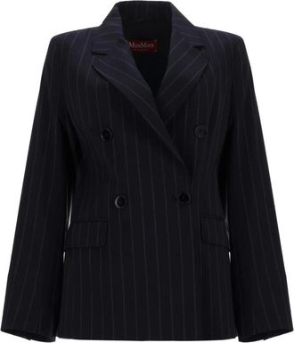 Max Mara Jassen, Dames, Blauw, M, Leer, Mstonagro Blazer