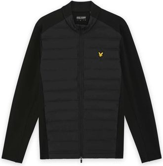 Lyle & Scott Hybrid Gewatteerd Golfjack met Volledige Ritssluiting - Heren - Winterjassen - Zwart - M - Leer - Jassen