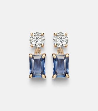 Stone and Strand Full Volume 14kt gold (585/1000) earrings with diamonds and blue sapphires