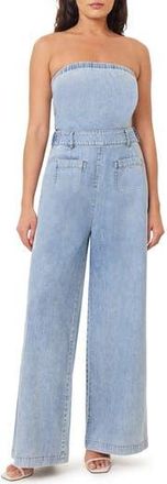 Habitual Strapless Wide Leg Denim Jumpsuit in Pacific at Nordstrom Rack, Size 26