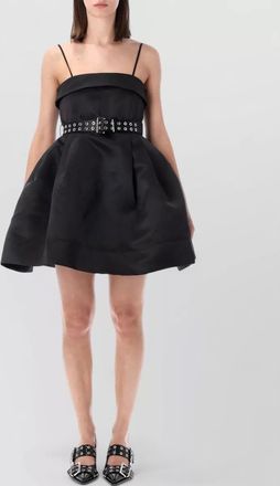 Ganni satin belted bubble mini dress