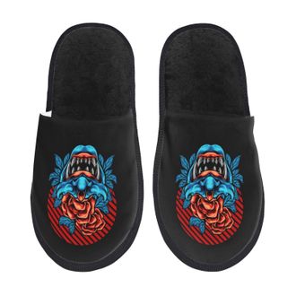 Generic Fluffy Slippers Terror Mask And Rose Fuzzy Slippers Casual Warm House Slipper For Party Spa Bathroom M