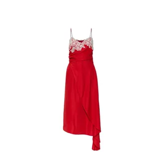 Moschino Midi Dresses, female, Red, Size: S Asymmetrical Slip Dress