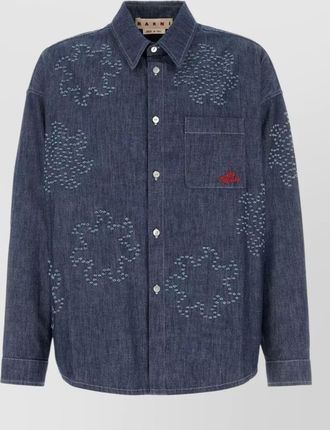 Marni denim shirt long sleeves chest pocket embroidery