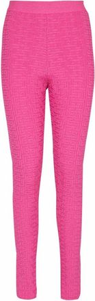 Balmain Gebreide legging met PB Labyrinthe monogram - Dames - Leggings - Roze - M - Leer - Broeken