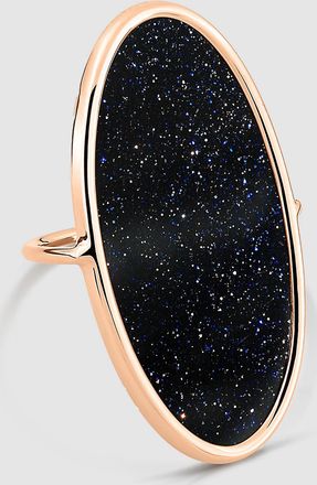 Ginette NY Bague Ellipse GM Blue Sand Stone Or Rose