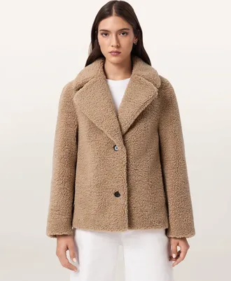 AllSaints Polyester Eddie Faux Teddy Jacket, Size: M