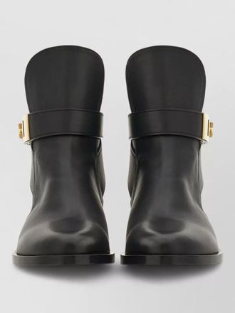 Ferragamo round toe boots gold tone hardware