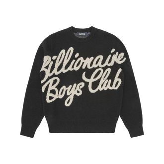Billionaire Boys Club Round-neck Knitwear, male, Black, Size: XS Script Knitted Crewneck