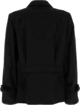 Random Identities Mens Peacoat Coat Black Wool Nylon