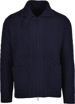 Paolo Pecora Blue Wool Zip Cardigan