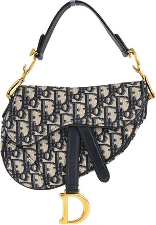 Dior Saddle Oblique Canvas Navy Canvas Handbag (Pre-Owned)