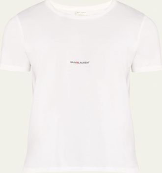 Saint Laurent Mens Classique Logo-Print T-Shirt