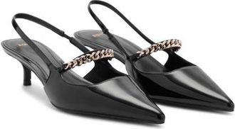 Mango Slingback Pointed Toe Mary Jane Kitten Heel Pump in Black at Nordstrom, Size 6.5Us