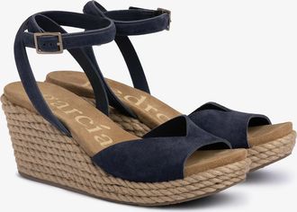 Pedro Garcia Simple midi jute wedge in dark blue suede | Afra | Spring Summer 26 |PEDRO GARCIA
