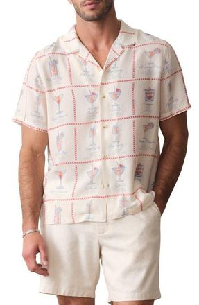 Marine Layer Luzio Short Sleeve Button-Up Shirt in Multi Happy Hour Print at Nordstrom, Size Xx-Large