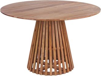 Beliani Beliani - Mesa de comedor moderna redonda 4 personas 120 cm madera de acacia oscura Mesilla